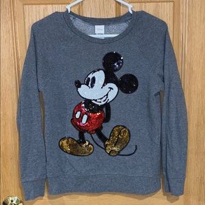 Disney Sweaters | Disney Mickey Mouse Sequin Sweater | Color: Black/Gray | Size: S | Britleo10's Closet